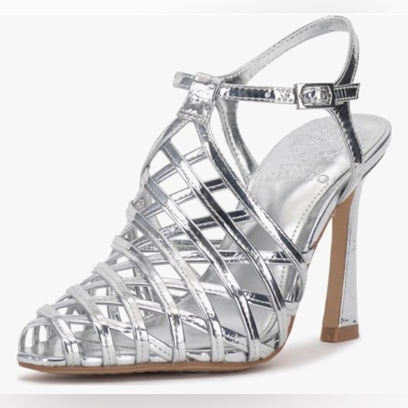 Vince Camuto Scarla silver metallic caged Heeled Sandals heels size 11 brand new - Picture 5 of 9